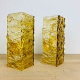 Pair of vintage amber resin wall lamps