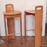 80's design solid wood high stools