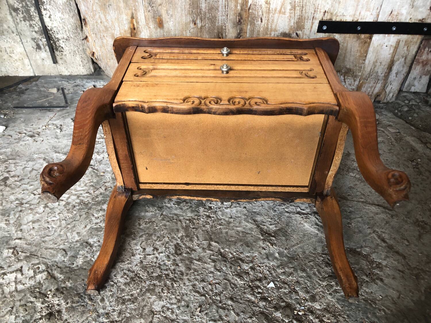 Old worker louis xv style commode vintage wood drawers #a634