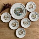 6 dessert plates and cake dish Harkerware USA