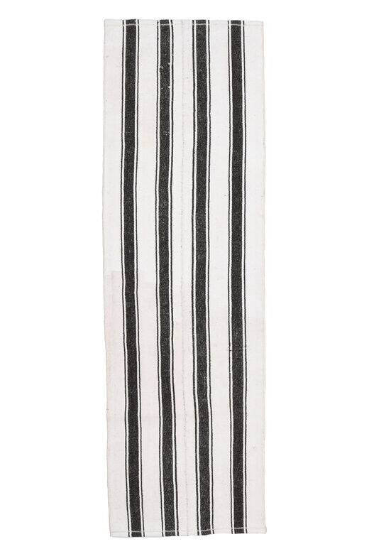 Black and white striped kilim rug 60 x 213 cm
