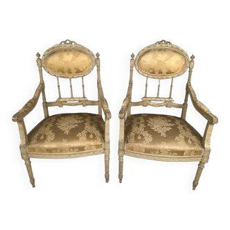 Pair of Louis XVI style armchairs, circa 1900