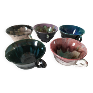 5 tasses Gaubier Morvan - multicolore