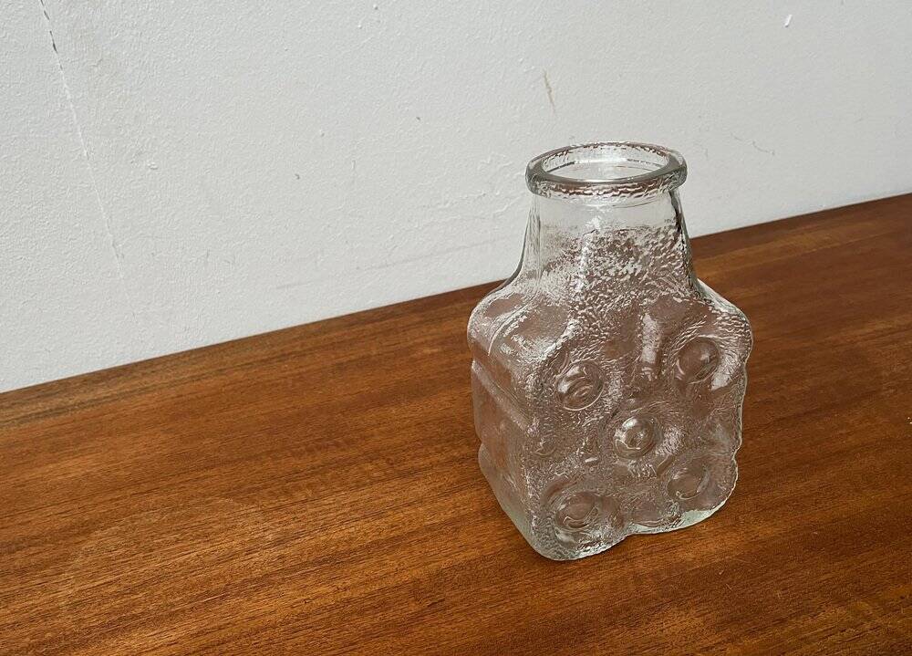 Vintage German glass vase model on the rocks by Lars Hellsten for Walther Glas, 1970s.