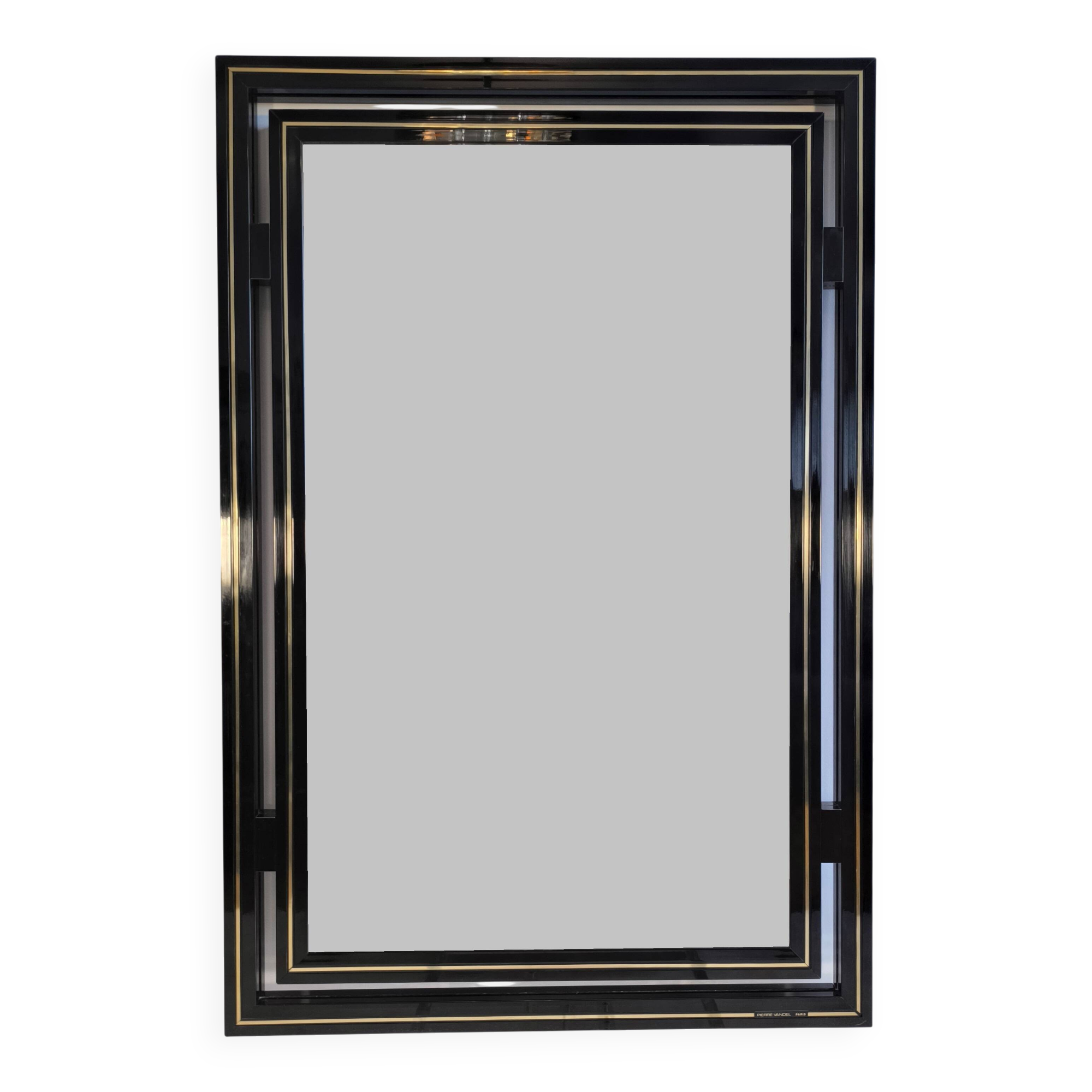 Miroir design Pierre Vandel Paris – Années 80 – Noir laqué