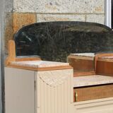 Renovated Art Deco buffet, pink marble and original mirror.