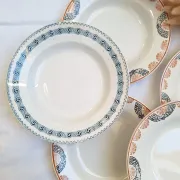 Orange and blue deep plates HBCM and St Amand