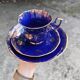 Superb Coffee/Tea Trio in Cobalt Blue & Gold Porcelain - Chodzież Poland