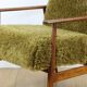 Armchair 'Lis', 1970s brown vintage khaki / olive long hair Rudy boucle design Henryk Lis - 2 pieces available
