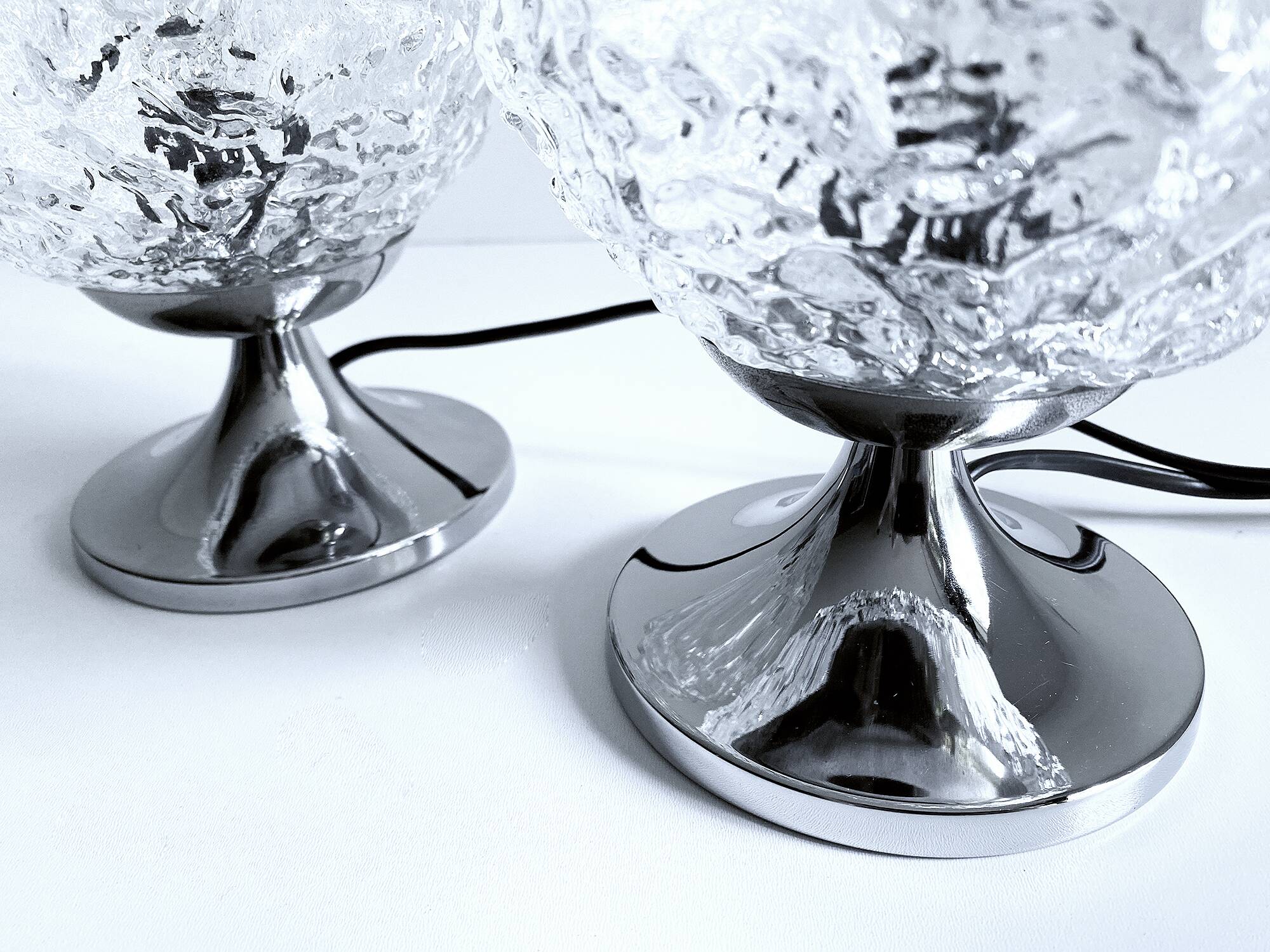 Pair of Vintage Glass Bubble Bedside Lamps