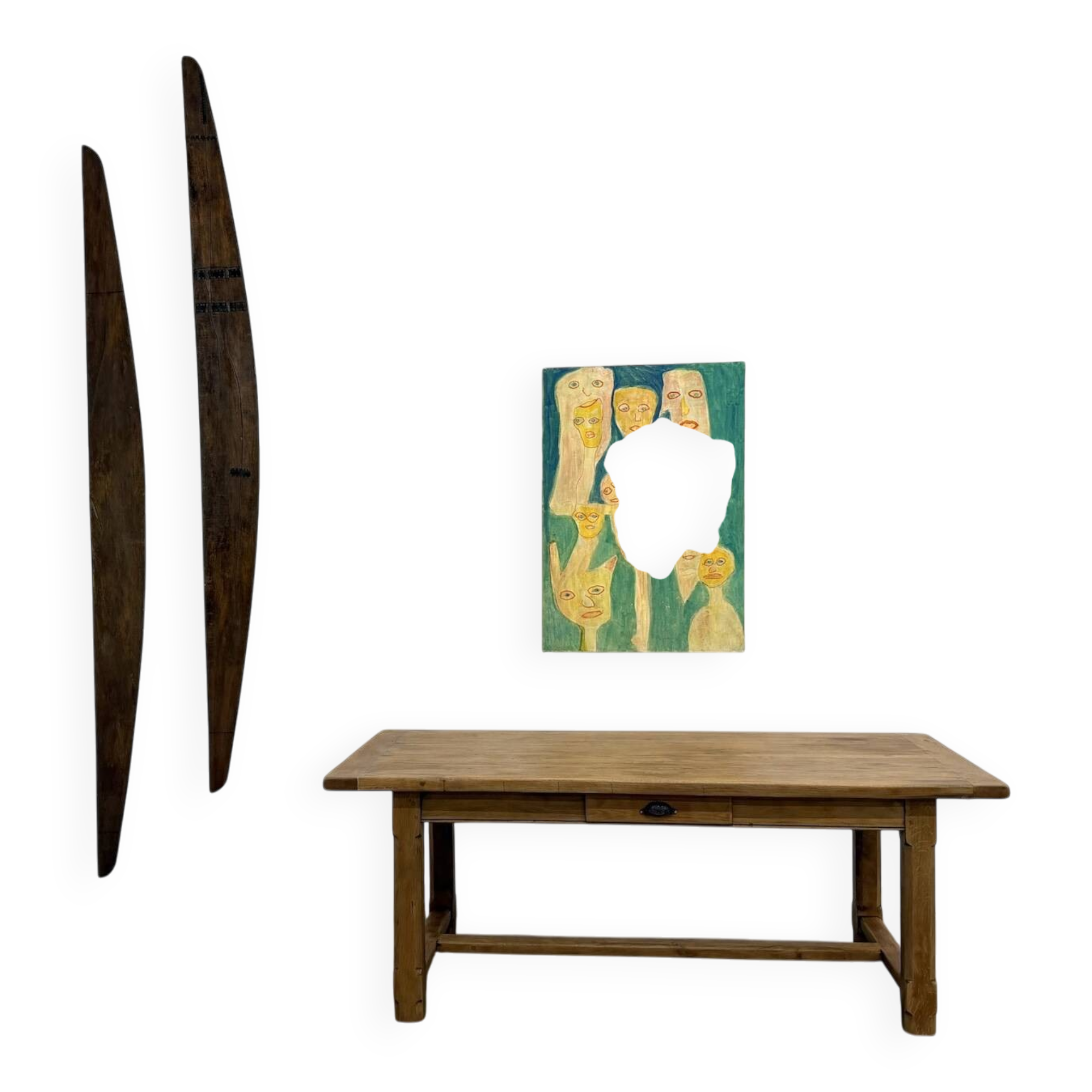 Extendable oak table, 1950s