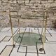 Golden dessert table and smoked glass 1970 vintage