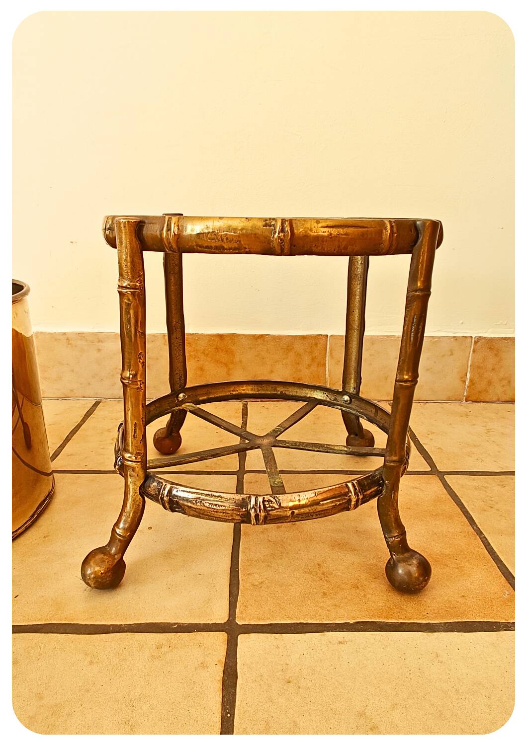 Pot de fleurs vintage en laiton faux bambou Maison Bagues