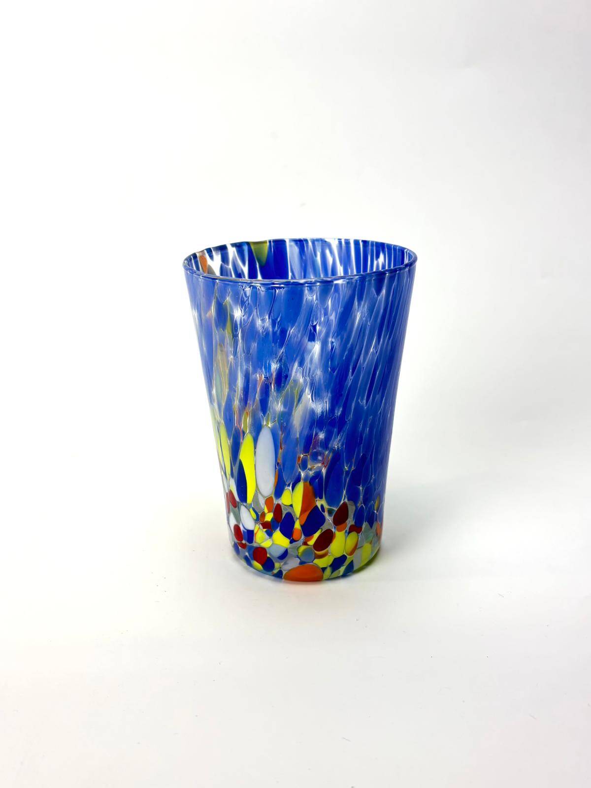 Set of 6 blown glass Venetian glasses with Murano murrine.