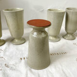 6 mazagrans in vintage speckled stoneware