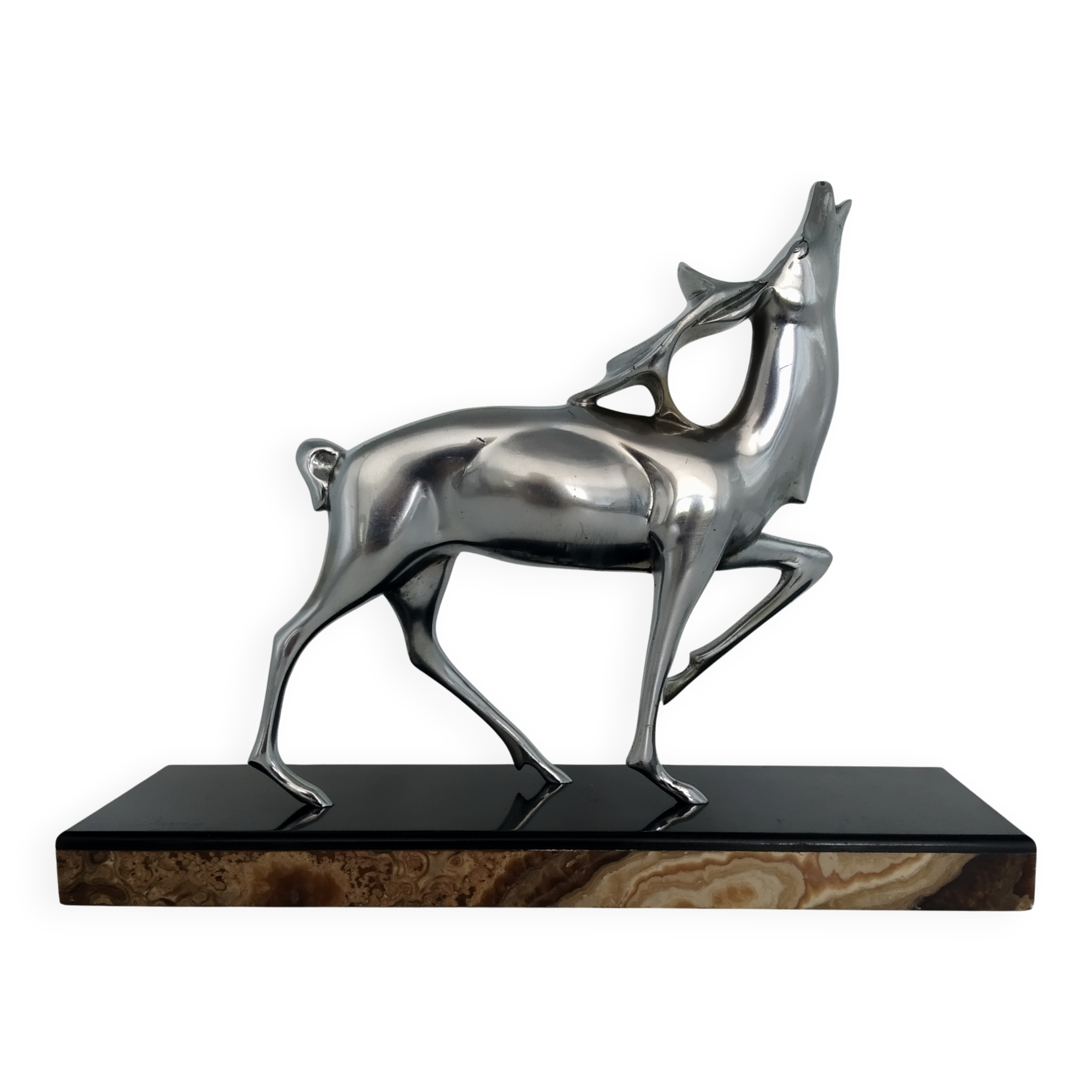 Silvered bronze sculpture signed by Michel Decoux.