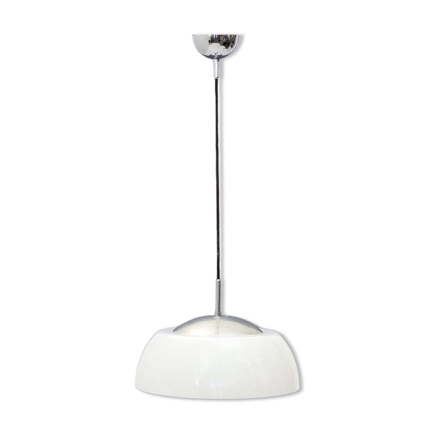 Chrome metal suspension, methacrylate and white glass, 1960s