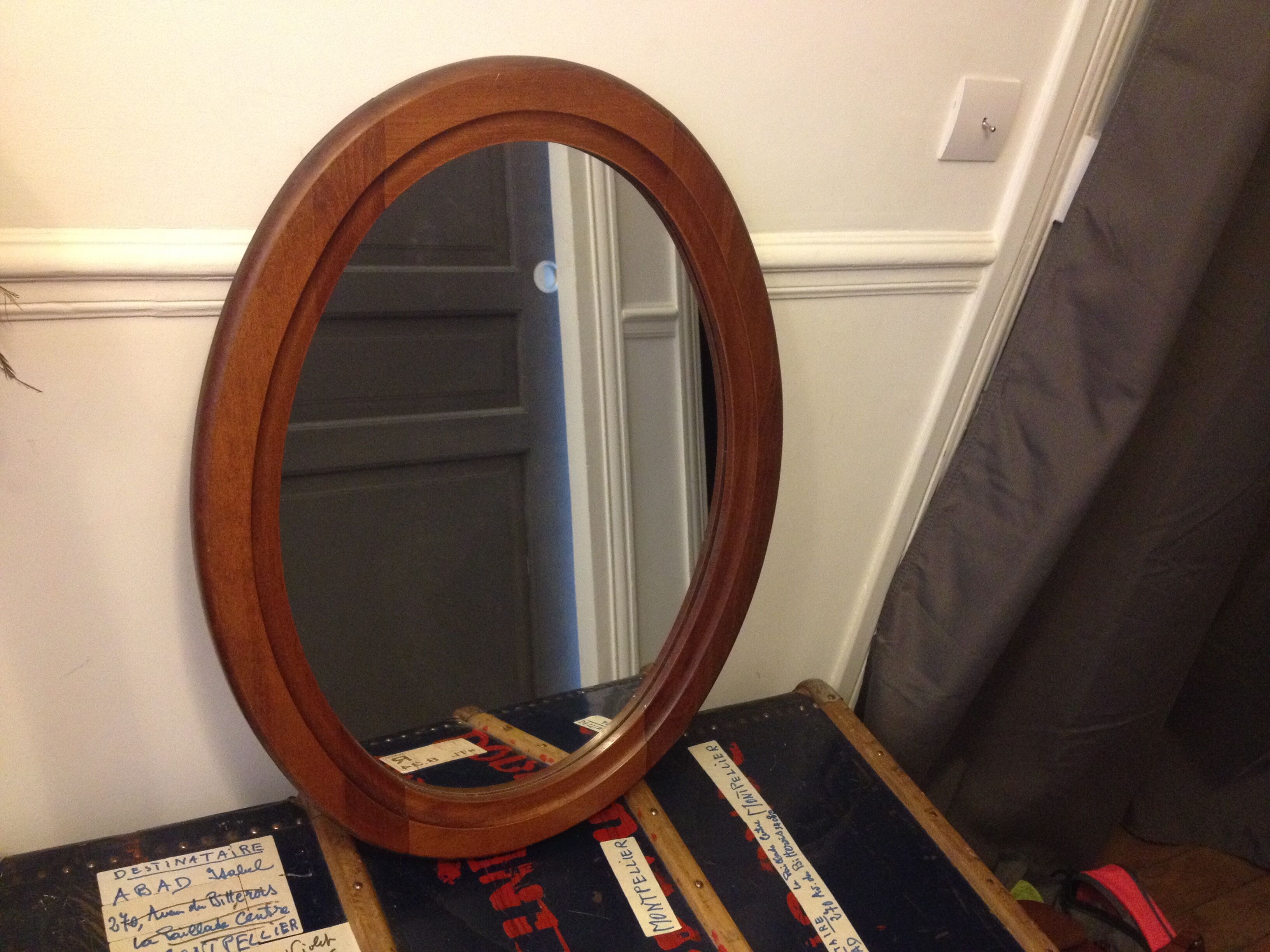 Miroir en bois massif vintage 52 x 68 cm