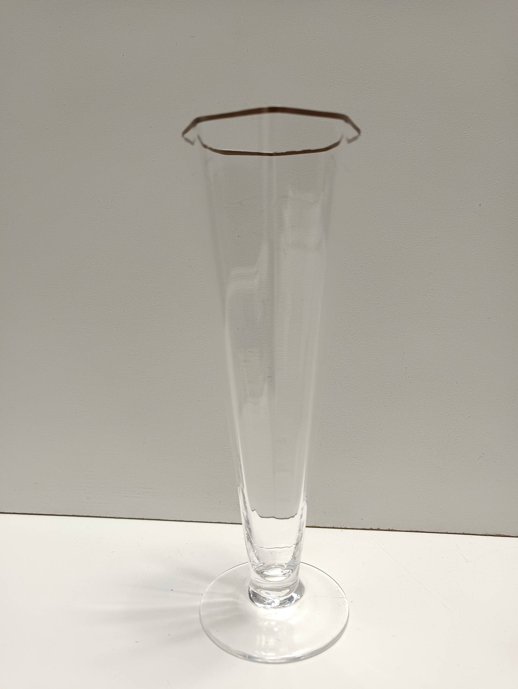 Set of Six Octagonal Hand Blown Murano Glass Flutes by Carlo Moretti, Italy