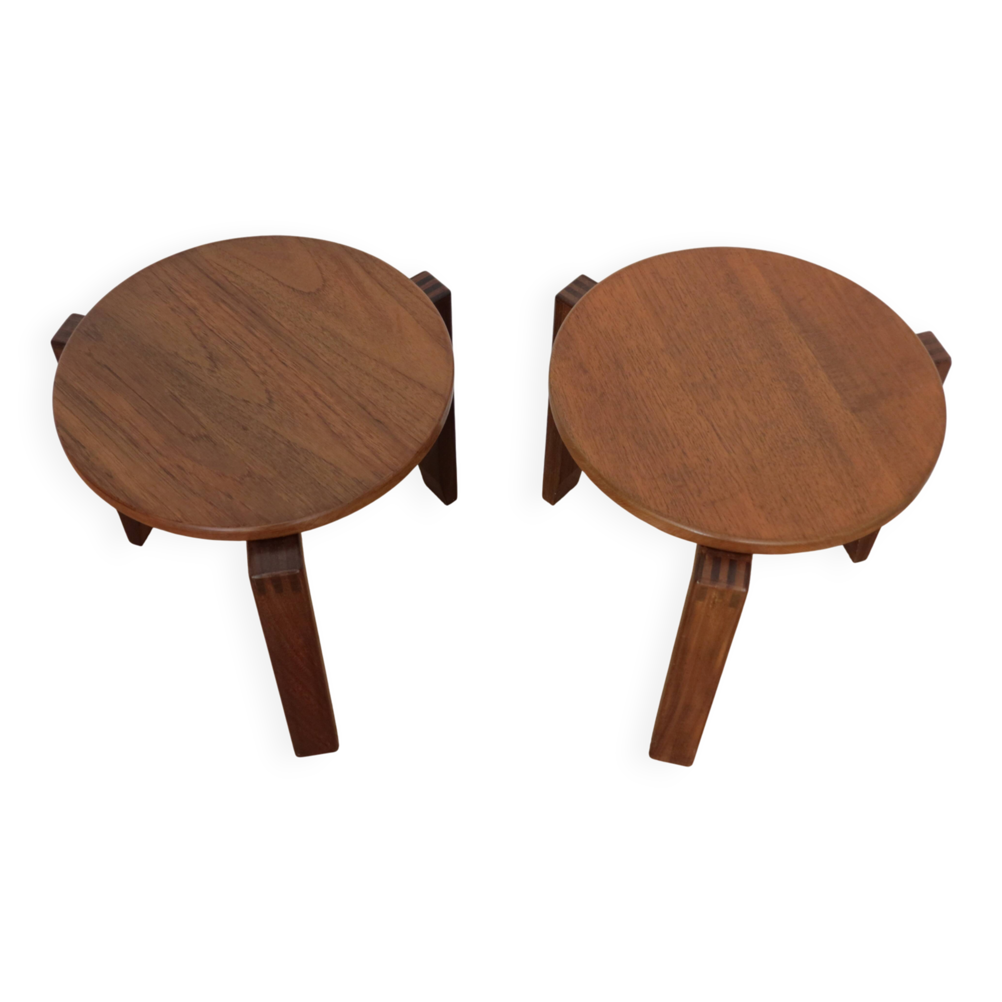 Pair of Mid Century Afrormosia Round Stacking Side Tables 1960s