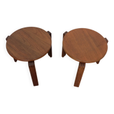 Paire de tables d'appoint rondes empilables en Afrormosia des années 1960