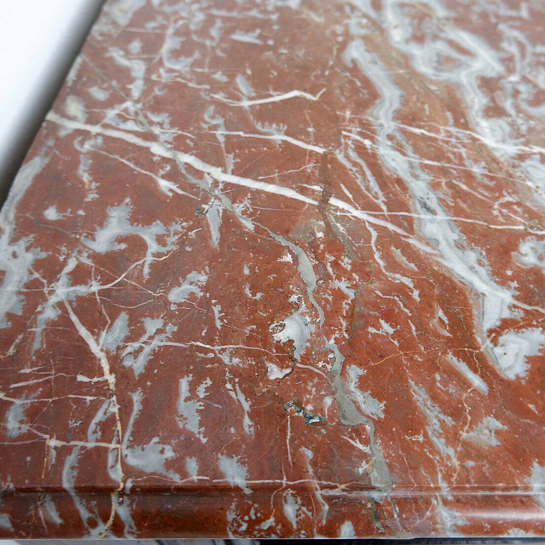 18th century walnut chest of drawers with red marble top