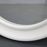 1970s Italian round mirror by Carrara and Matta America Brevettato, white plastic