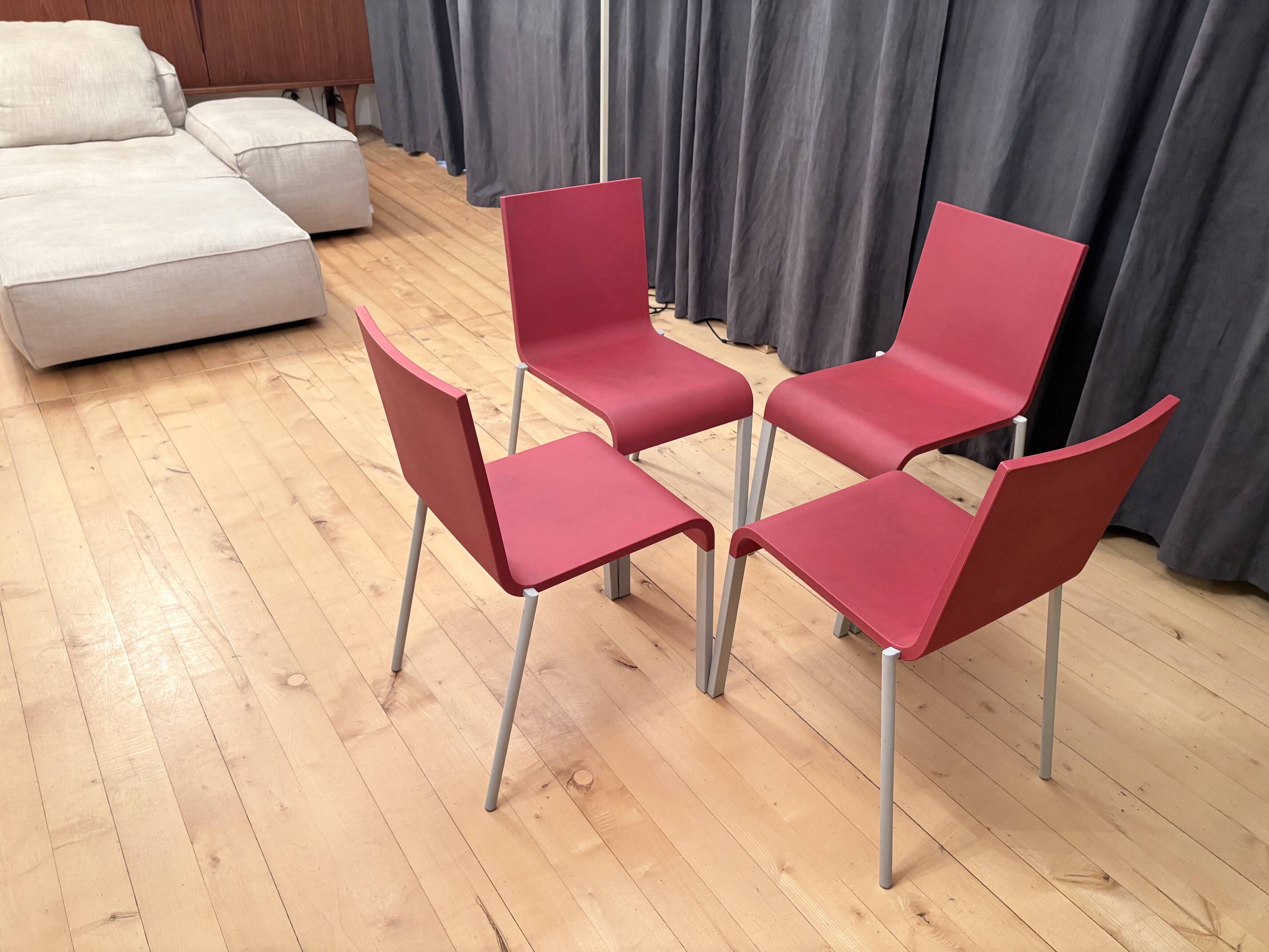 Set of four stackable .03 chairs designed by Maarten van Severen, Vitra, Sw