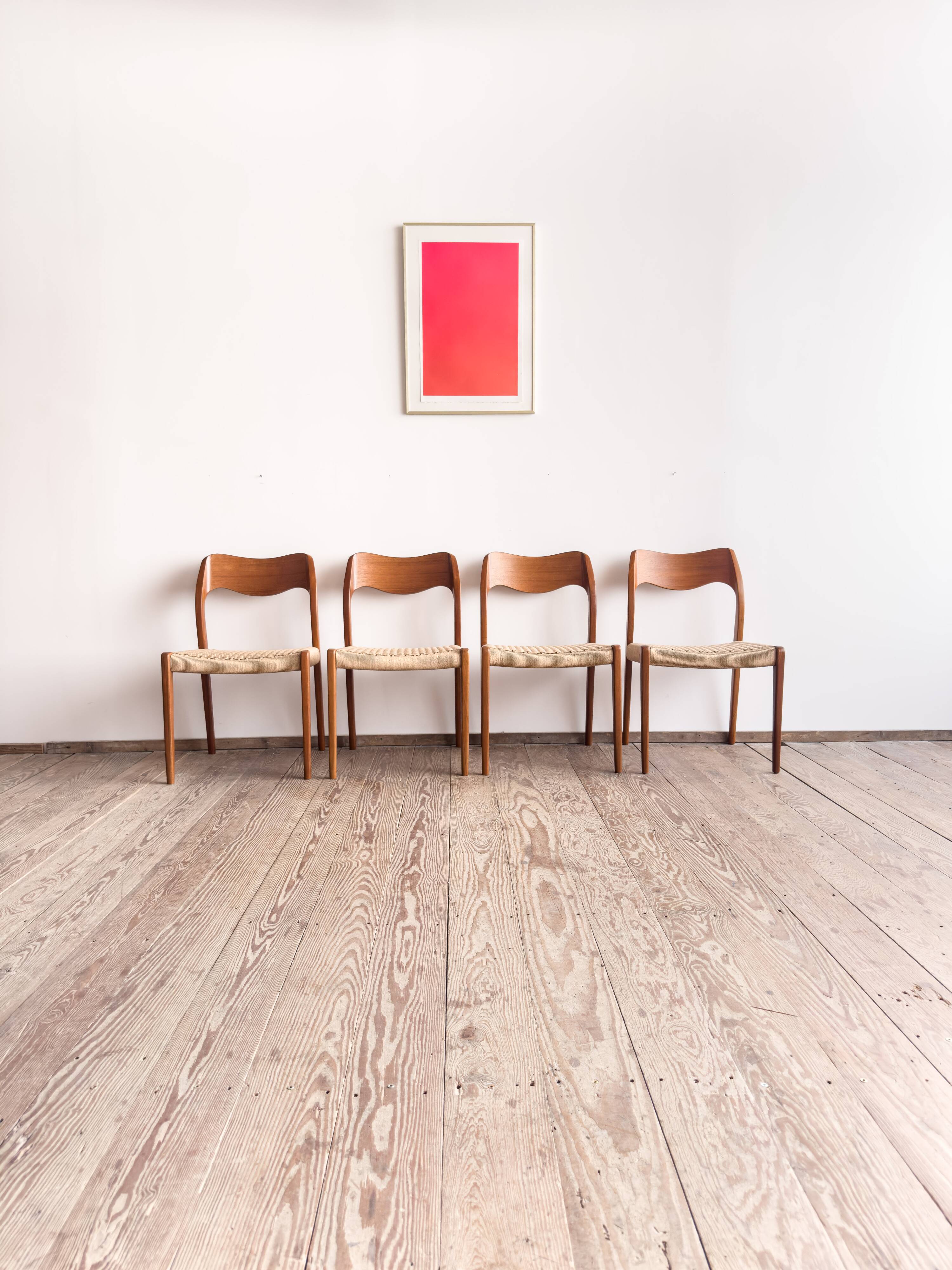 Set of 4 chairs 71 in teak by Niels O. Møller, JL Moller, Mid Century