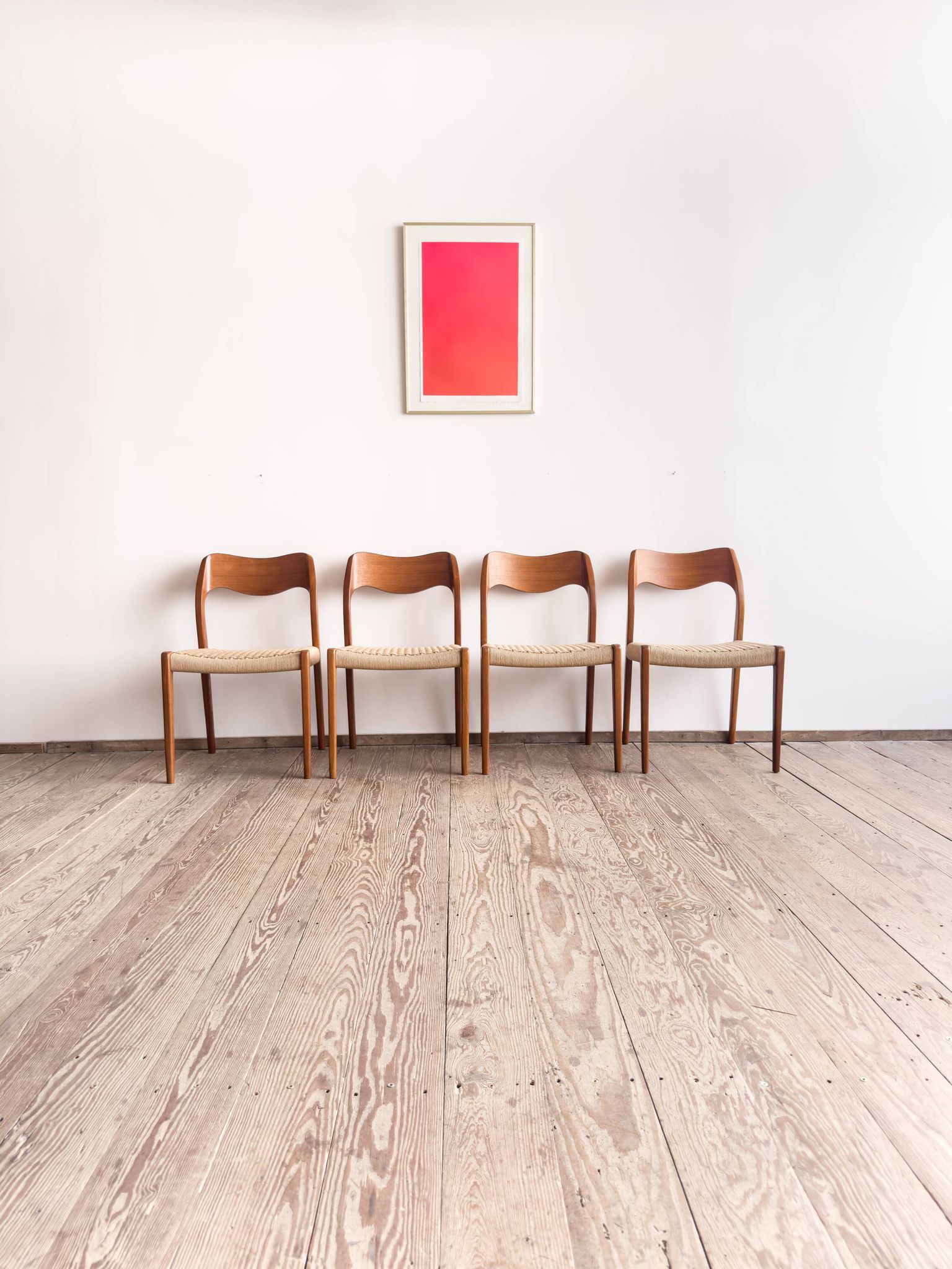 Set of 4 chairs 71 in teak by Niels O. Møller, JL Moller, Mid Century