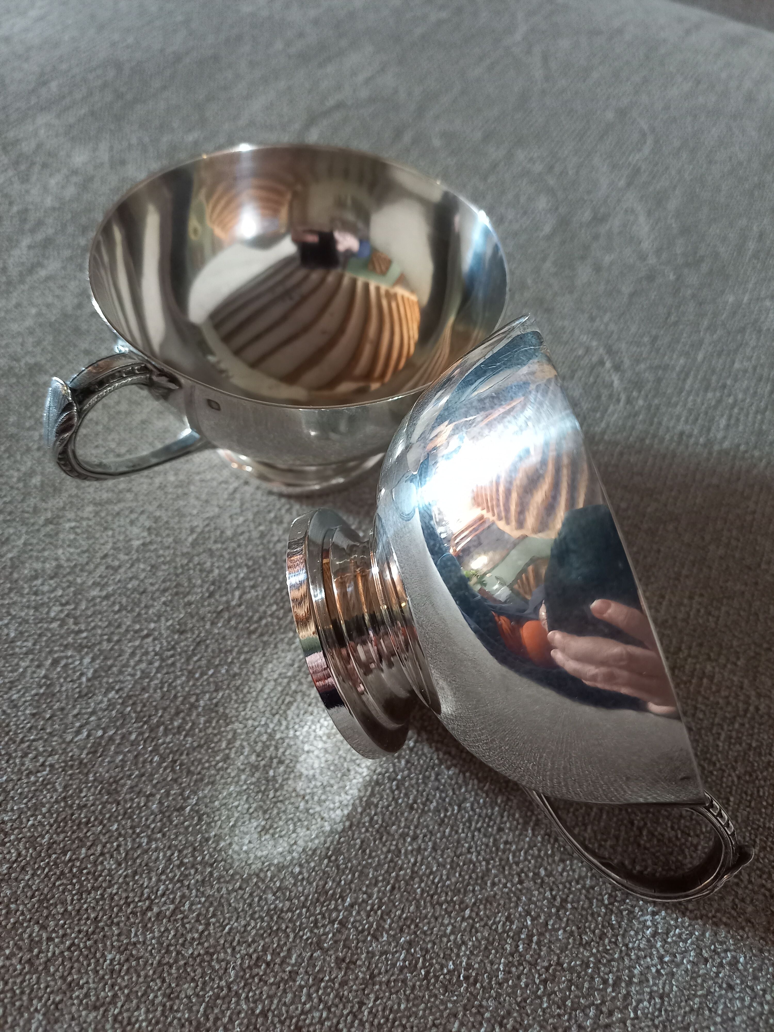 2 old solid silver cups