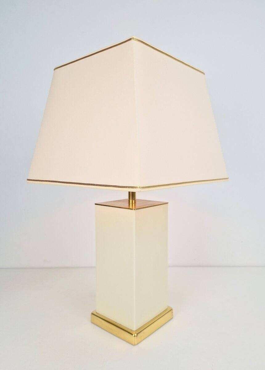 Vintage Brass and Cream Table Lamp from Maison Charles, 1970s