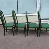 Set of 4 vintage Baumann Eden bistro chairs in green wood