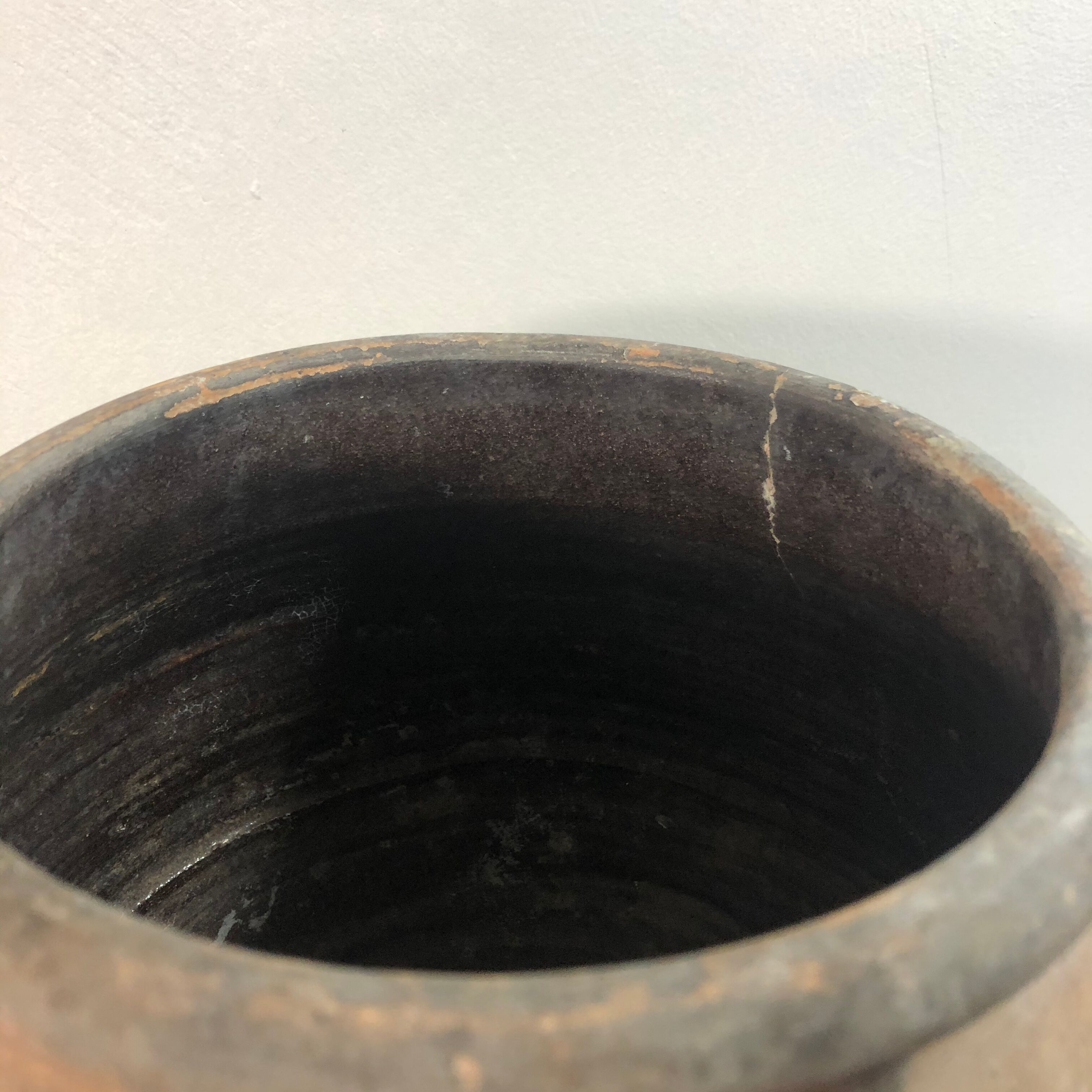 Old terracotta salt pot