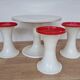 Midcentury Set of Three Tulip Stools and Coffee Table, Space Age, Germany, 1970s