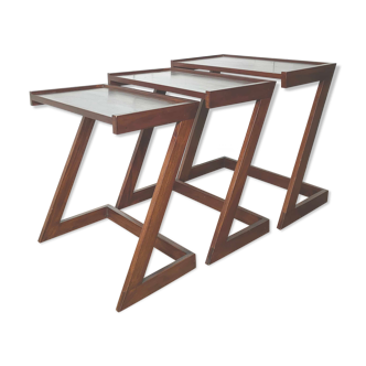 Z-shaped wood side tables