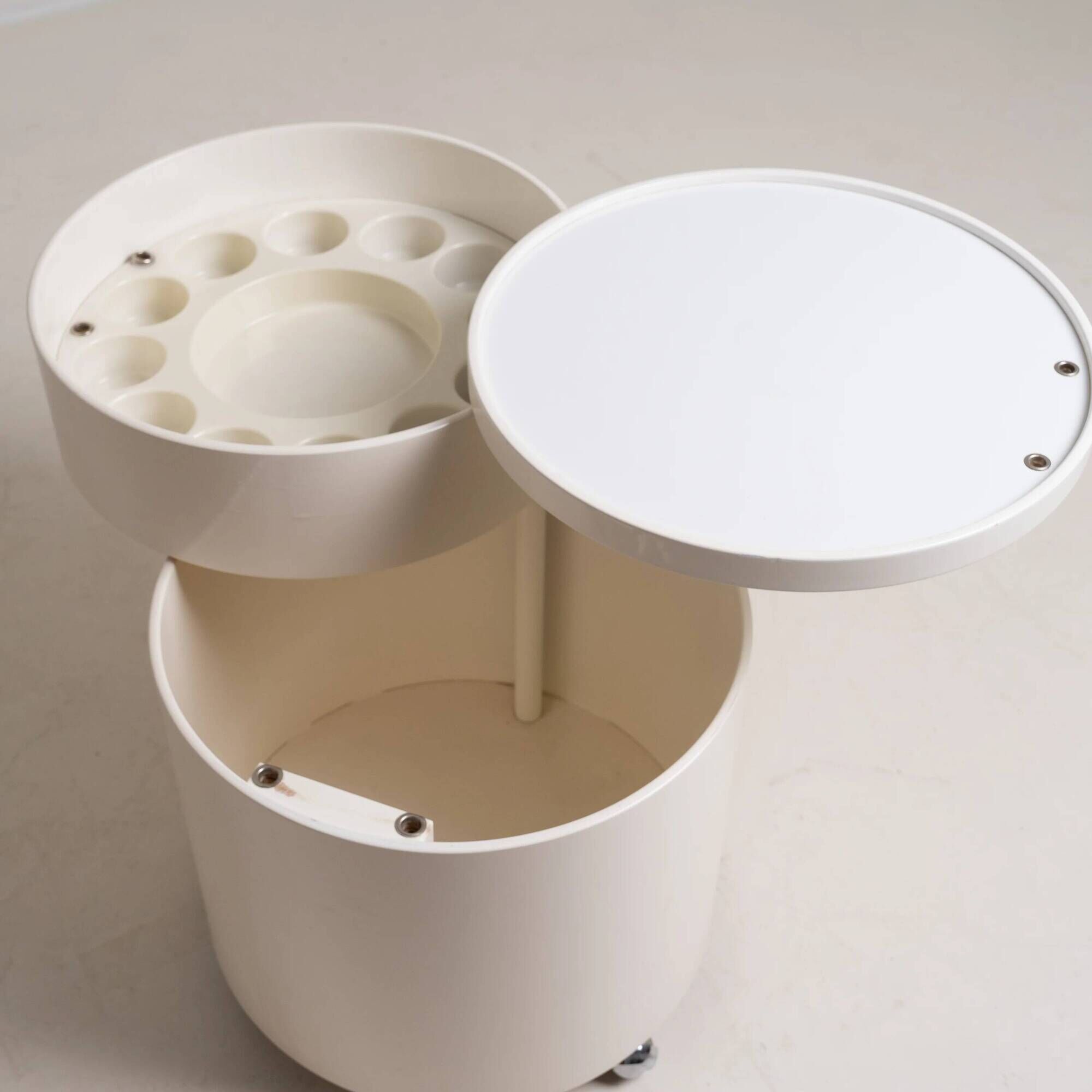 1970s Rolling Bar Cabinet – White Lacquered Finish