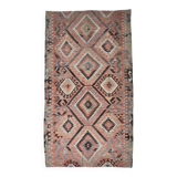 5x9 Red & Brown Tribal Kilim Rug 157x279Cm