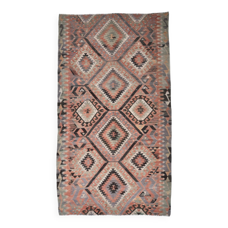 Tapis Kilim Tribal Rouge et Marron 5x9 157x279Cm