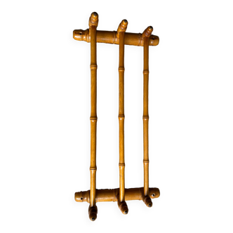 Ancien porte serviette en bois 3 bras