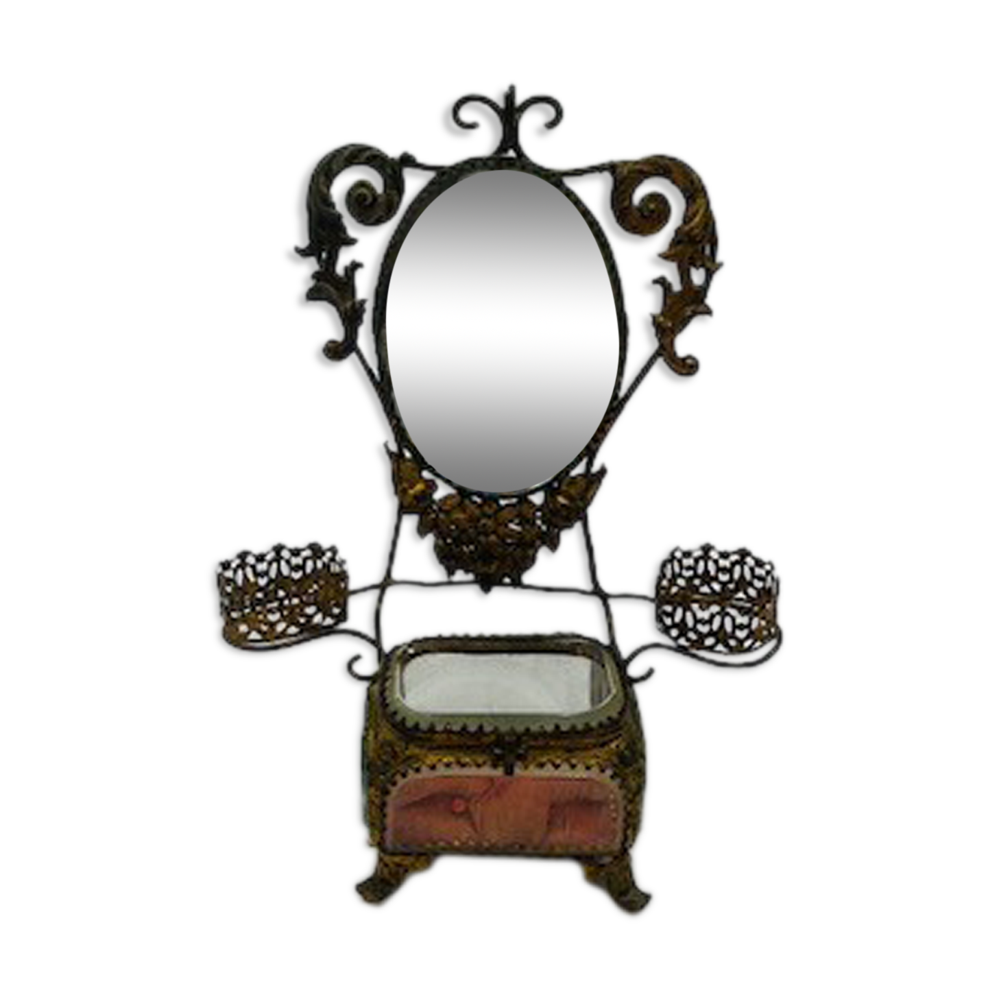 Antique brass jewelry box.