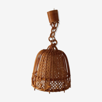 Vintage bamboo and canning pendant lamp