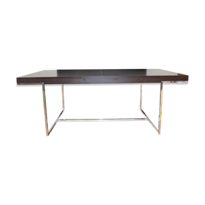 B&b italia maxalto table athos en wenge, pieds chrome design paola piva