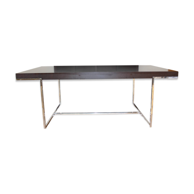 B&b italia maxalto - table athos en wenge, pieds chrome - design paola piva