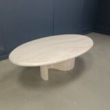 Vintage oval travertine coffee table, 1970s
