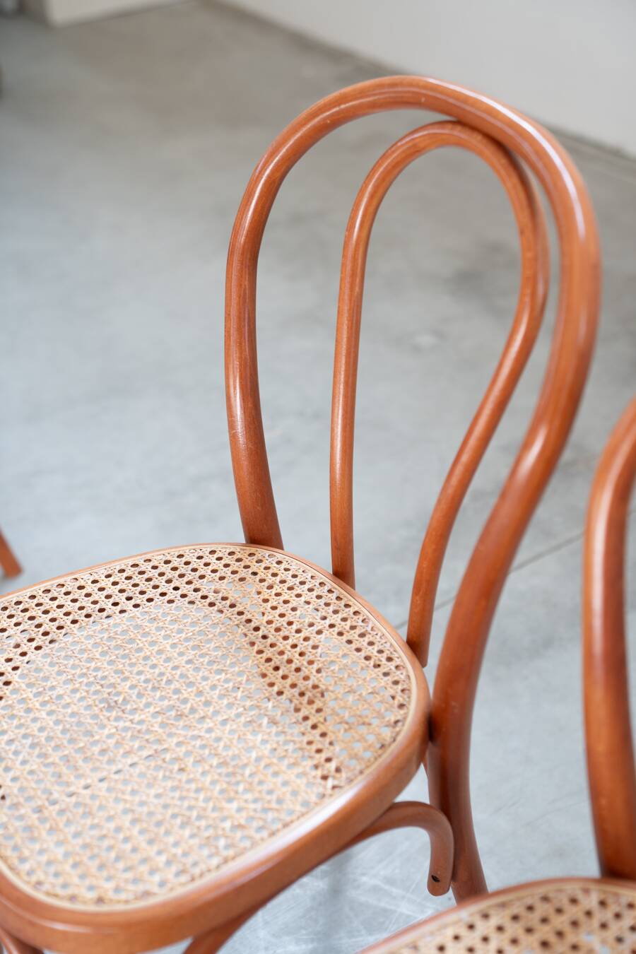 Bent beech wood chairs with straw seats, no. 34 total, 1990-2000