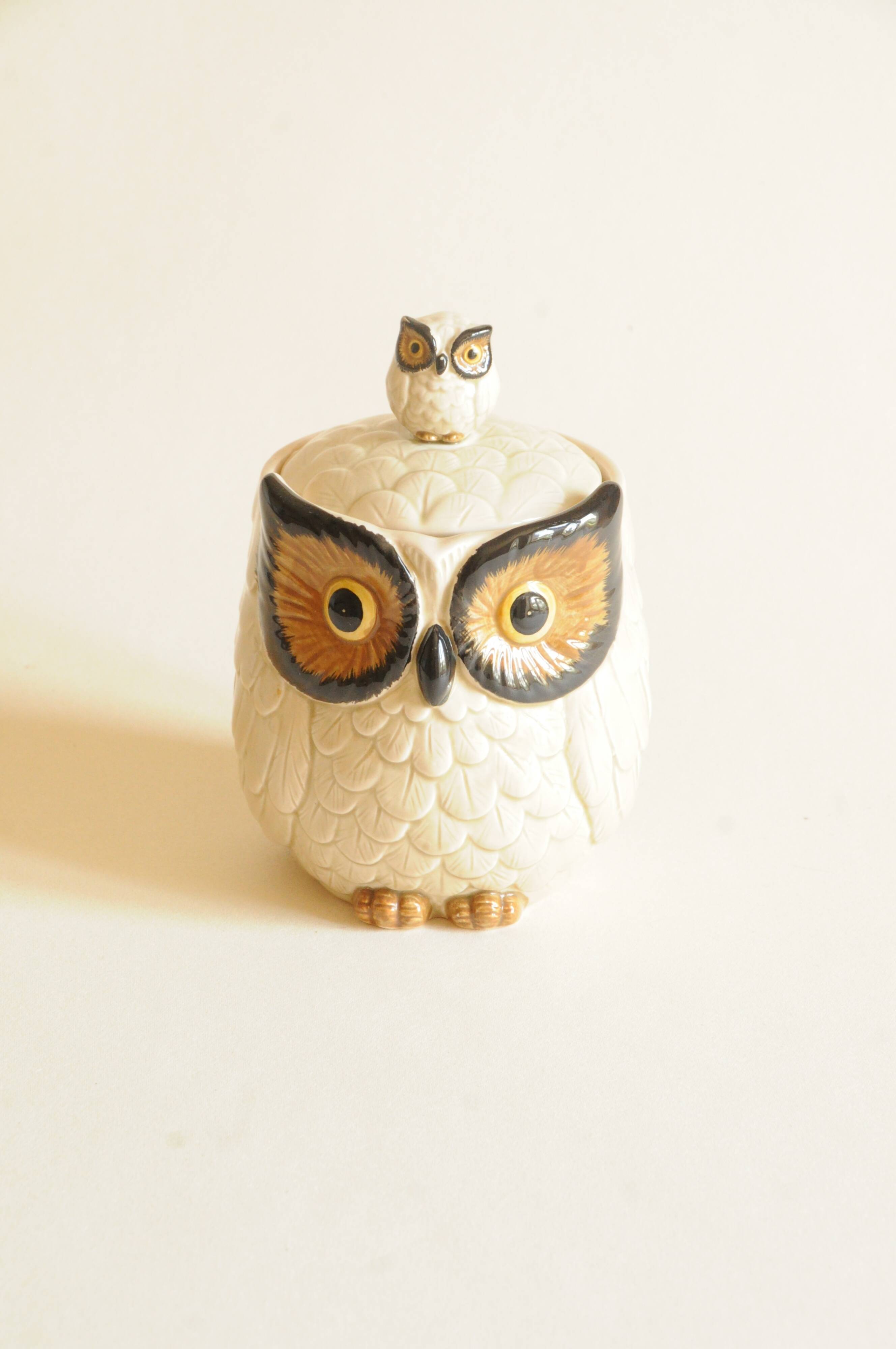 Vintage 1970s Cookie Jar - Owl Decor - Otagiri Japan