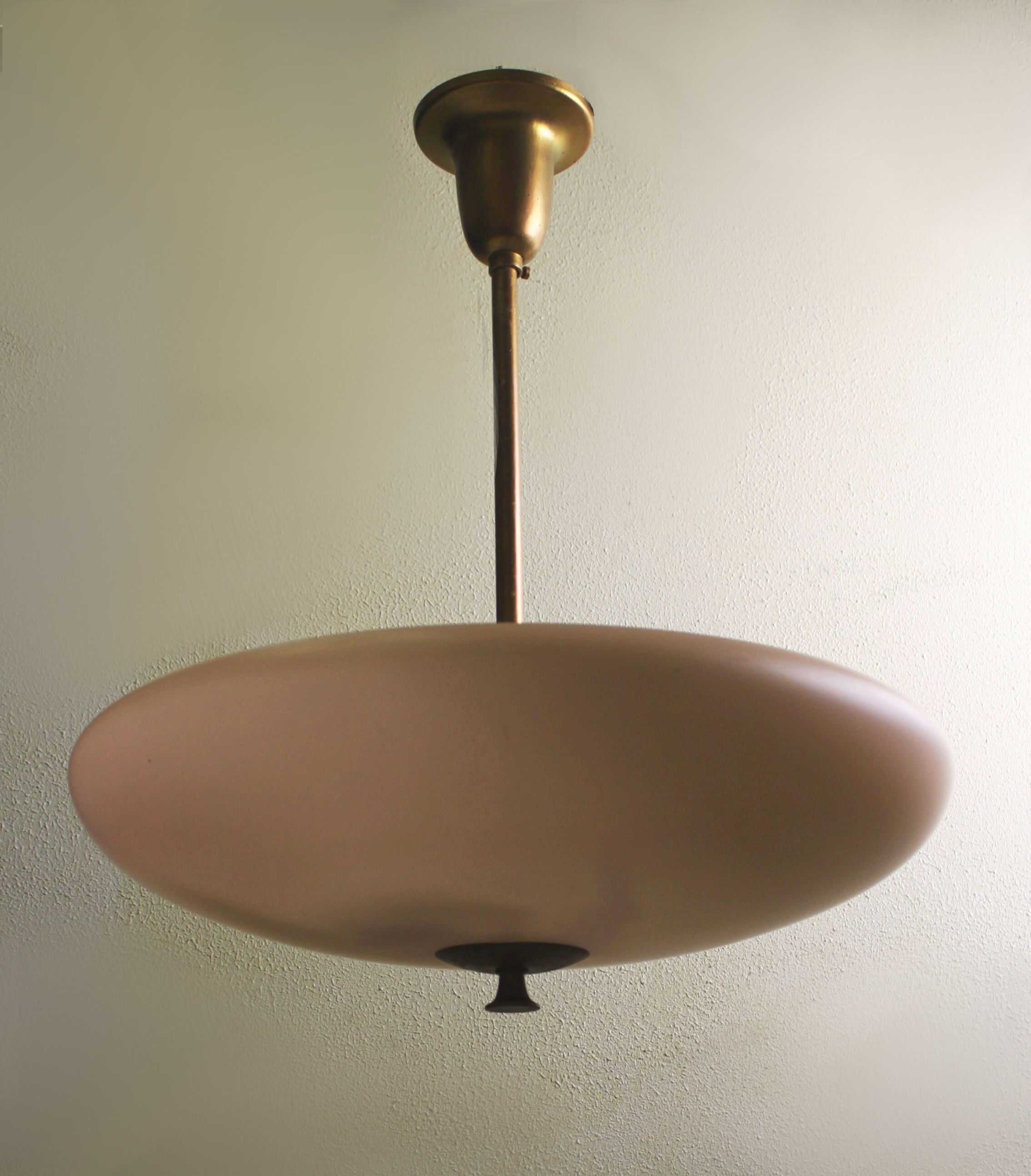 Suspension Art Déco en verre dépoli, 1960