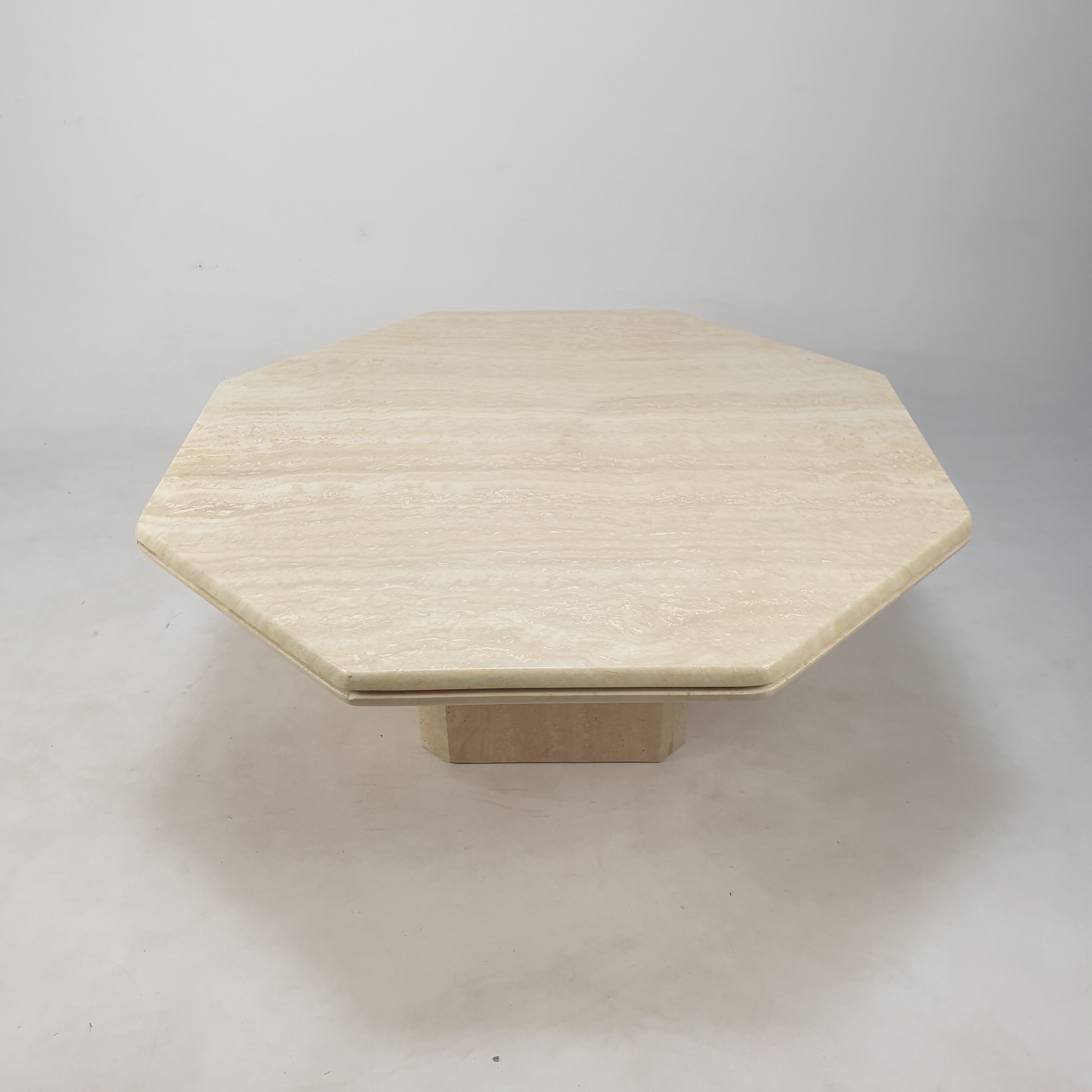 Italian travertine octagon coffee table, 1980
