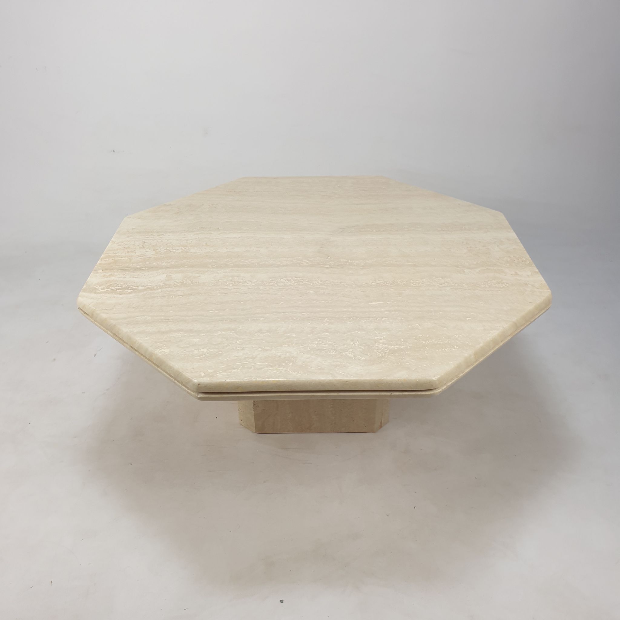 Italian travertine octagon coffee table, 1980